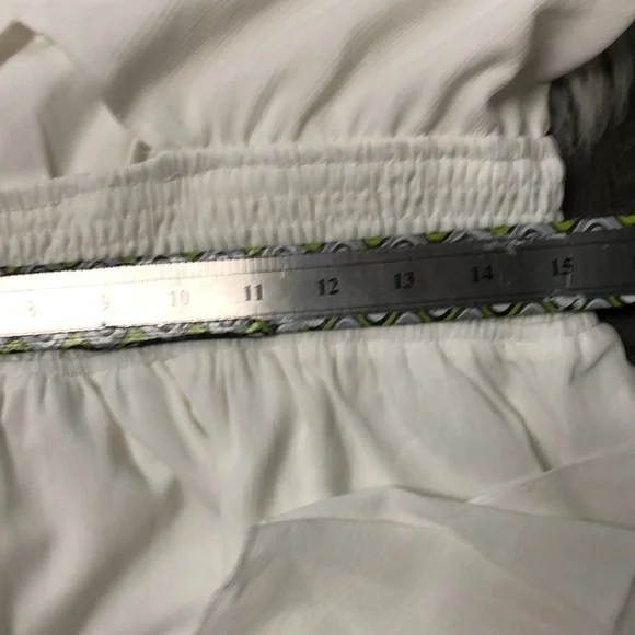 NEW Pretty Garden Medium large Dress White Cut Out Layered Chiffon Empire Waist - Picture 12 of 14